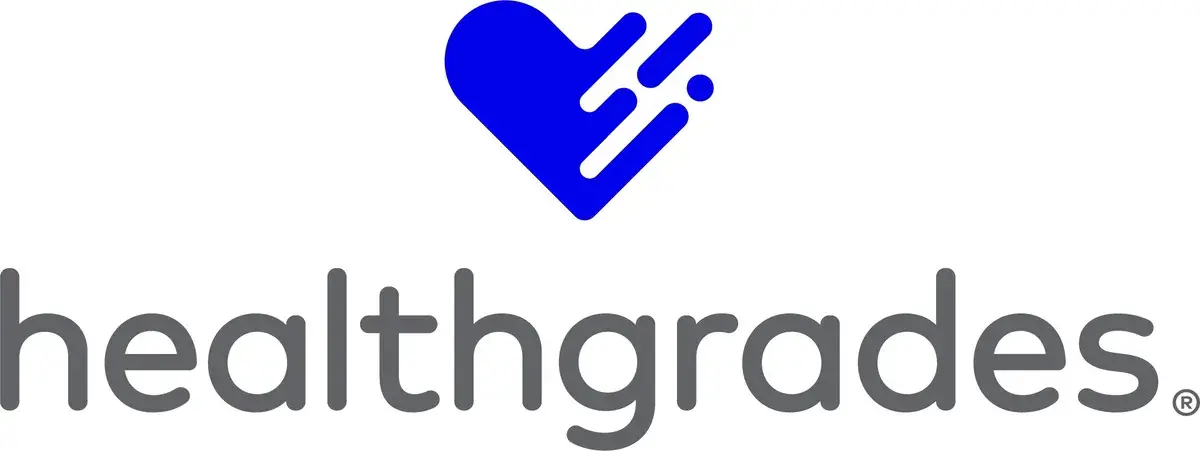 Healthgrades logo white background stacked